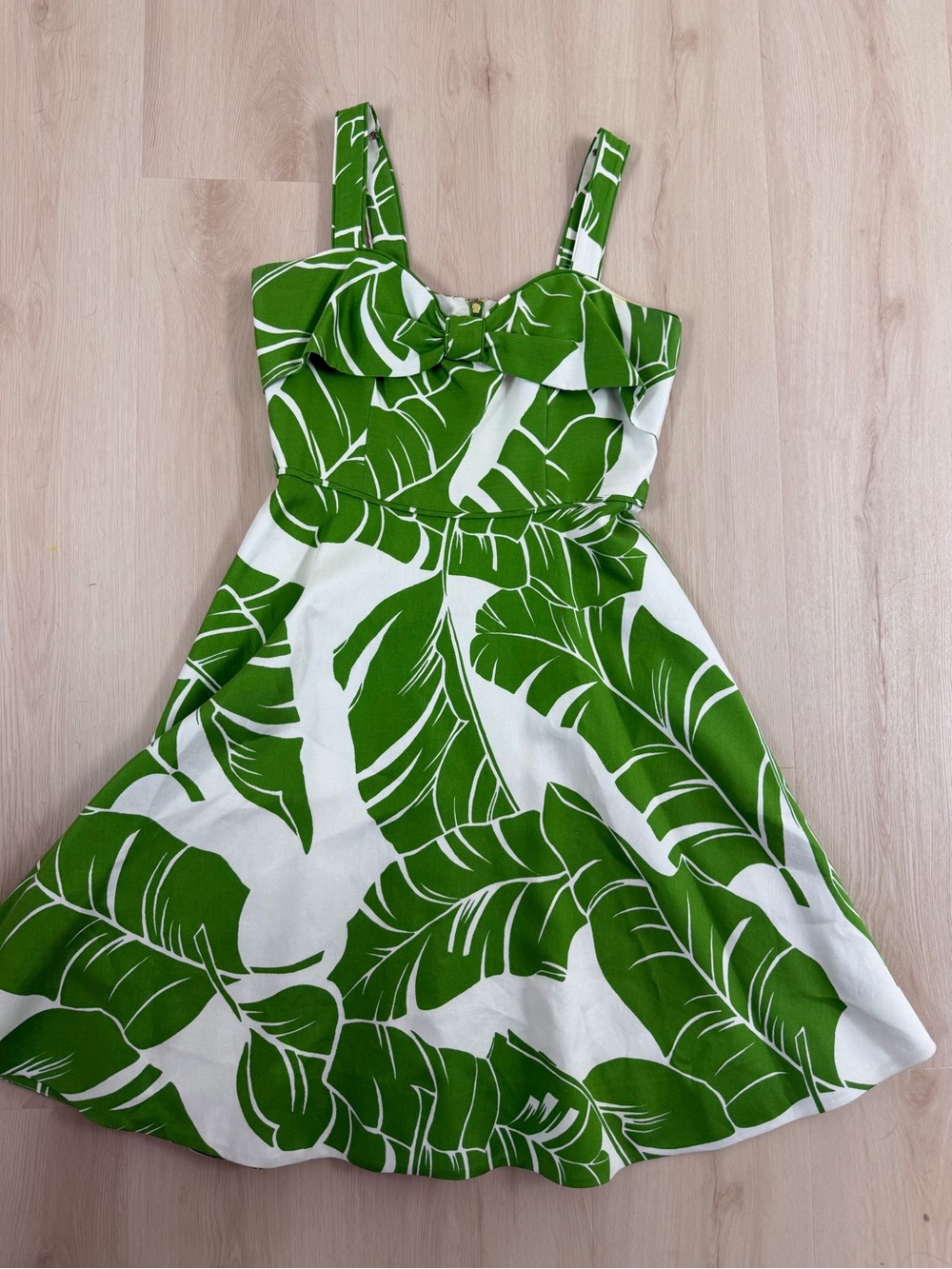 kate spade Green and White Leaf-Print Sundress